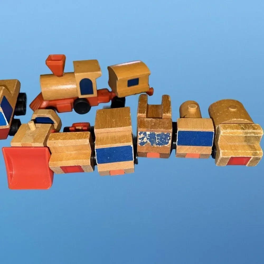 1972 Mattel Wooden Putt Putt Train Engine Cars Boats Construction Vehicles